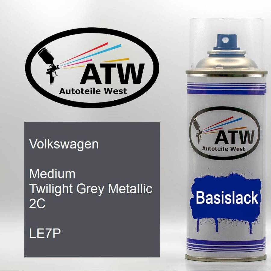 Volkswagen, Medium Twilight Grey Metallic 2C, LE7P: 400ml Sprühdose, von ATW Autoteile West.